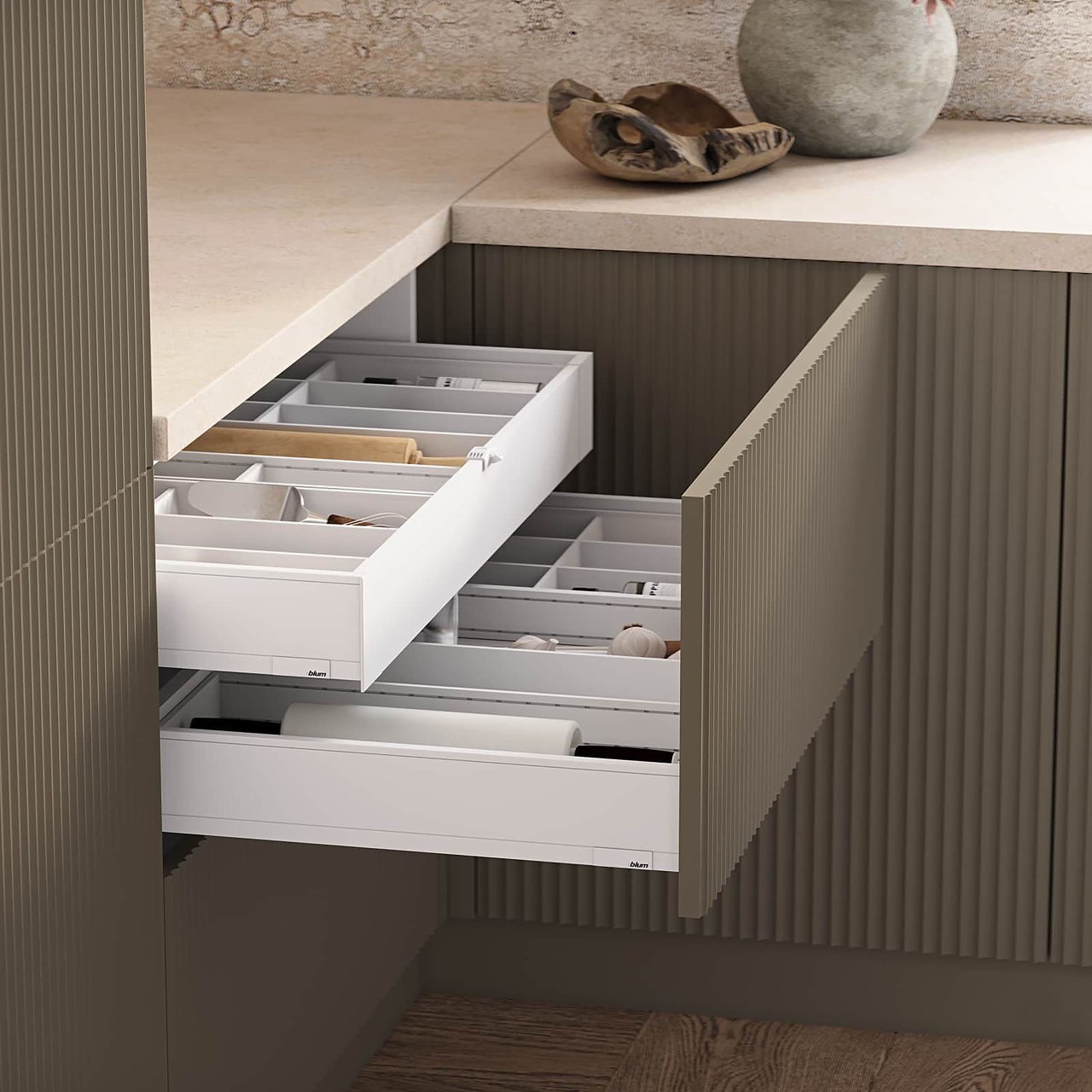 Precision European cabinet drawers and premium hardware