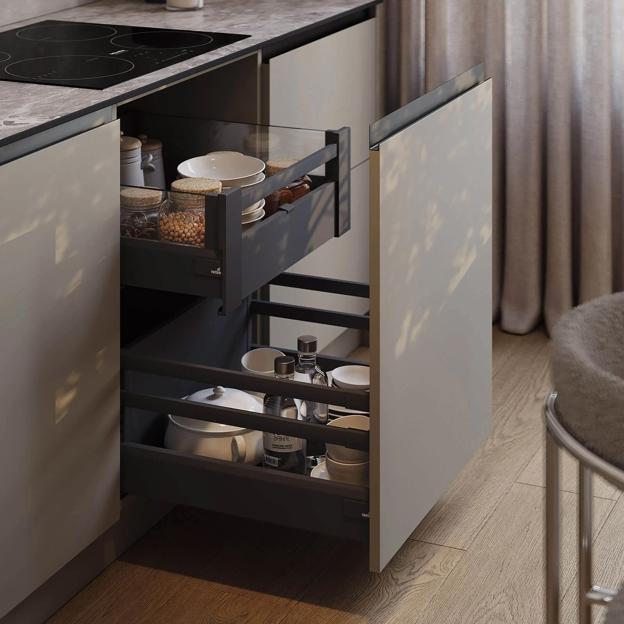 Precision European cabinet drawers and premium hardware