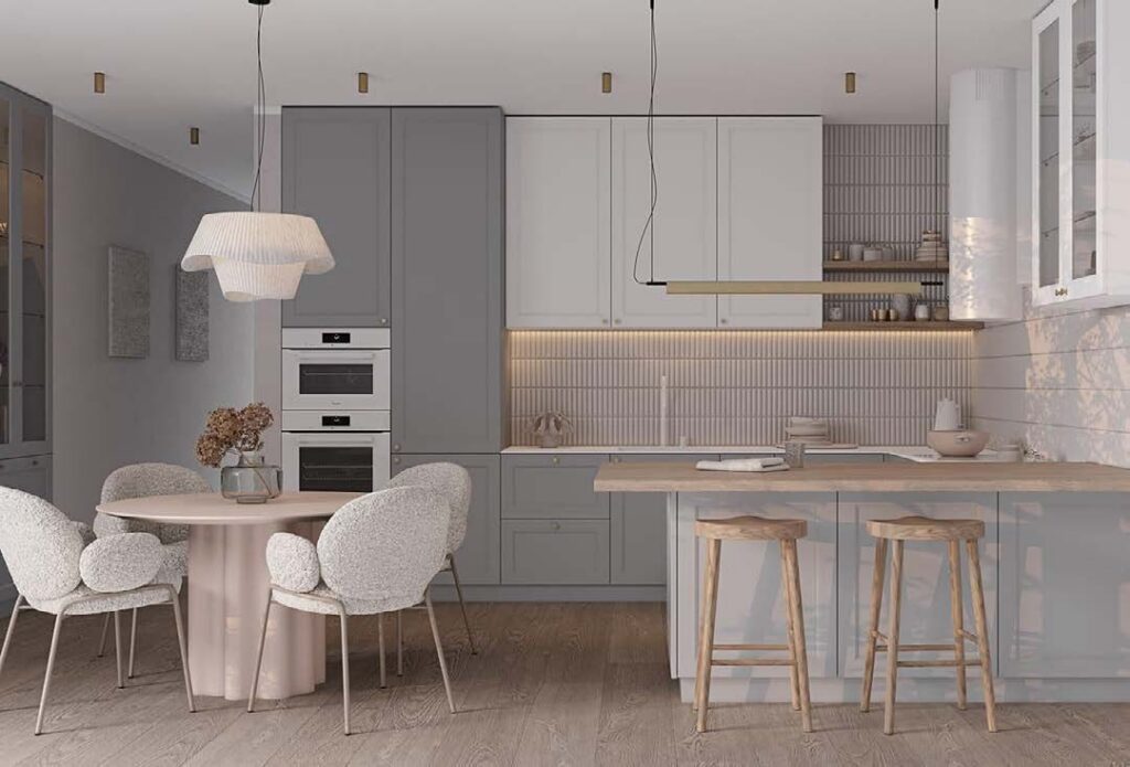 Albero light kitchen with dining table