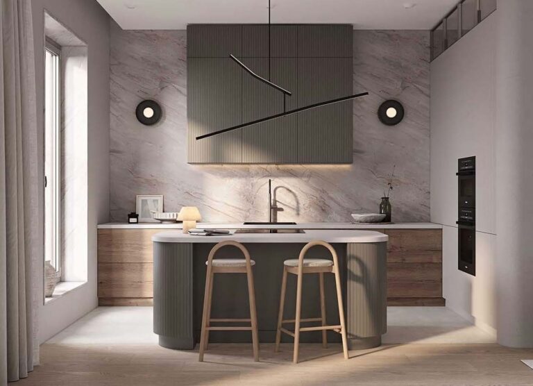Aurora curved island kitchen
